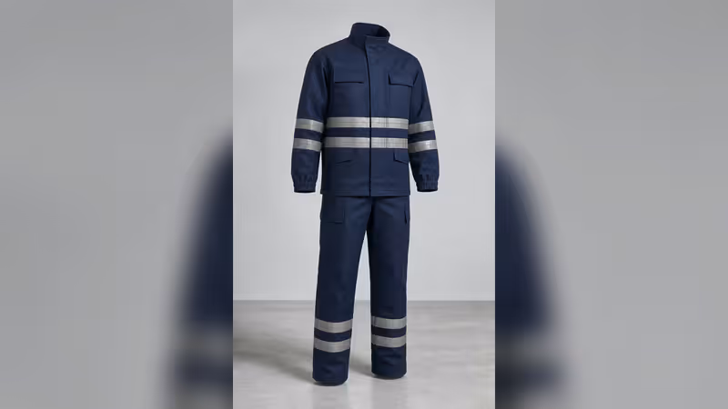 Conjunto de brigadista contra incendio azul marino con cintas reflejantes para brigada industrial