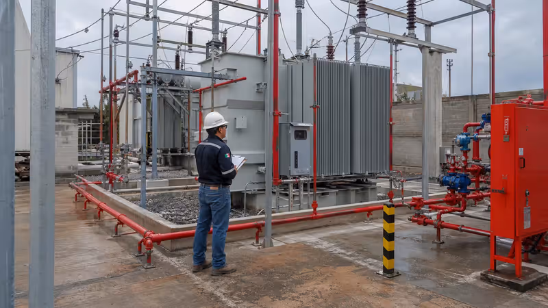 Válvula de diluvio para protección contra incendios en transformadores eléctricos