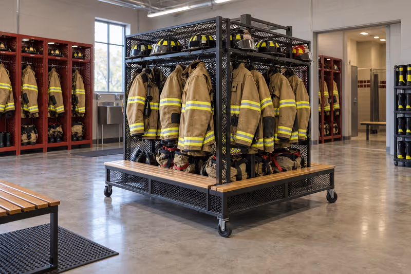 Gabinete para traje de bombero GearGrid Standard Freestanding / Mobile
