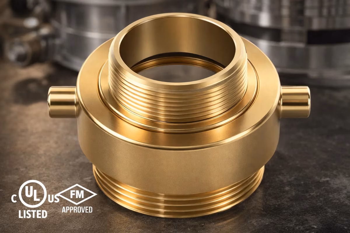 Adaptador Doble Macho NH 2.5" Bronce M-327-A UL FM | Elkhart Brass — vista 3
