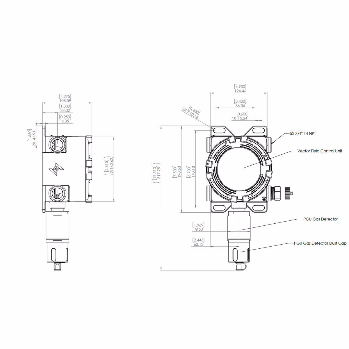 Detector de gas fijo ESP Safety Vector, SIL 2 y HART — vista 2