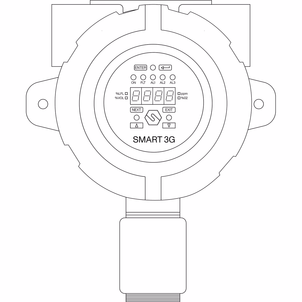Detector de gases tóxicos Sensitron SMART3G-D2: NH3, CO, H2S — vista 2